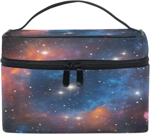 Miniatura 24 de Bolsa de maquillaje, bolsa organizadora de maquillaje de viaje con estampado de leopardo rosa, neceser para niñas, mujeres y mujeres, Geométrico 115