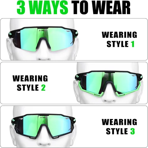 Miniatura 2 de X-TIGER Gafas de ciclismo polarizadas con 5 lentes intercambiables, MTB para ciclismo, béisbol, carrera, lentes deportivos para hombres y mujeres