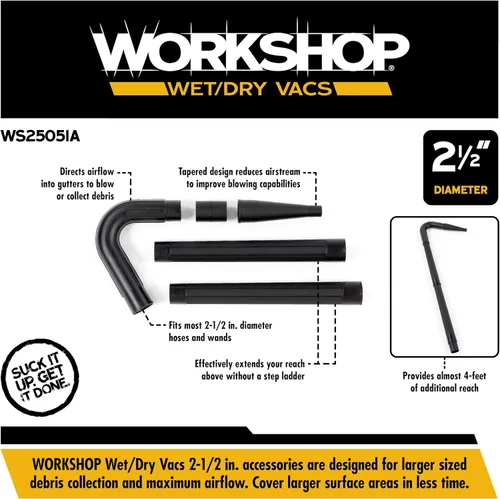 Miniatura 3 de WORKSHOP Wet/Dry Vacs Shop Vacuum Accessories WS25051A Kit de limpieza de canalones para aspiradoras en seco y húmedo, accesorios de aspiradora