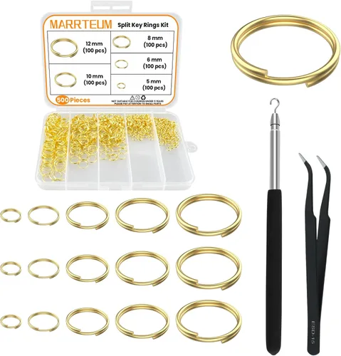 Miniatura 10 de Juego de 500 anillos de salto de doble apertura, mini llaveros redondos de acero inoxidable con conectores de doble bucle para hacer joyas, 500