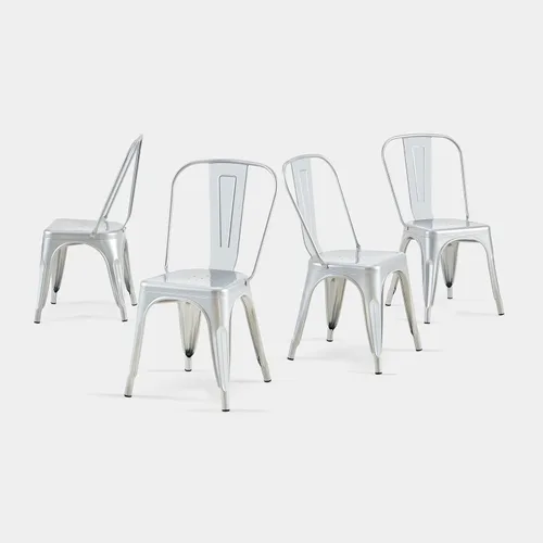 Miniatura 16 de AC Pacific Sillas de comedor de metal industrial de 18 pulgadas de altura, asiento apilable de cocina o bar, diseño moderno y duradero, muebles