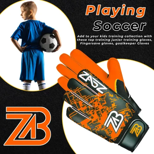 Miniatura 5 de ZABZ Guantes de portero para jóvenes, guantes de fútbol para niños, guantes de fútbol para niños, con agarre extra, protección de palma y muñeca