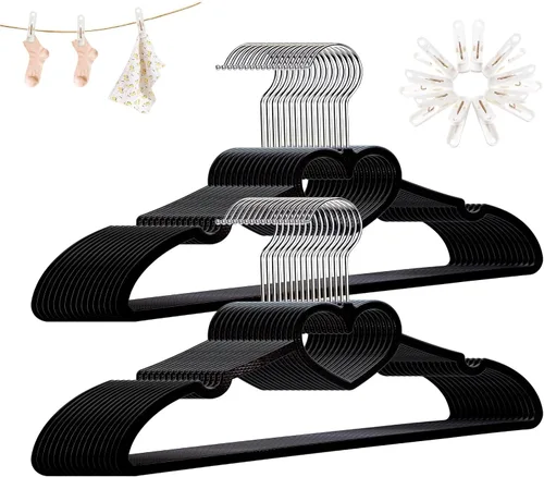 Miniatura 8 de Paquete de 20 perchas de plástico, lindas perchas ultra finas que ahorran espacio con gancho giratorio de 360 grados, fuertes y duraderas para Blanco