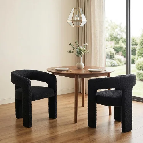 Miniatura 32 de HNY Silla moderna de cocina y comedor de estilo barril, silla de acento tapizada en cuero sintético PU con brazo, silla de lado de 47 cm de ancho
