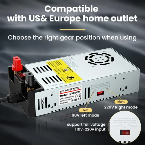 Miniatura 6 de Anbull Nueva versión 110V AC a 12V DC Convertidor, con interruptor de encendido/apagado,Terminales de cobre puro Transformador adaptador de 12V CC