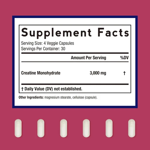 Miniatura 2 de Doctor's Recipes Monohidrato de creatina 3000 mg por porción, cápsulas de creatina micronizada para mujeres y hombres, para fuerza, energía