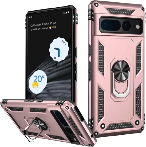 Miniatura 98 de LUMARKE Funda para Google Pixel 5 con protector de pantalla, pasa 16 pies, probada en caídas, grado militar, con soporte de anillo magnético, Rojo