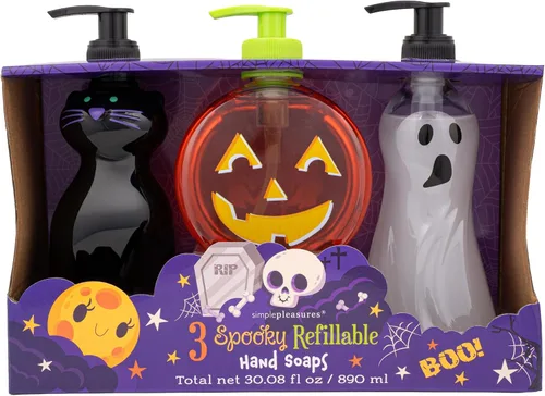 Miniatura 2 de Simple Pleasures Paquete de 3 dispensadores de jabón líquido para manos con aroma a gato, fantasma y calabaza, para otoño y Halloween, novedosos
