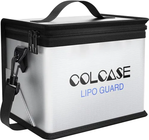 Bolsa de seguridad ignífuga antiexplosión Colcase para batería Lipo, almacenamiento y carga, gran espacio, altamente resistente, bolsa doble cierre