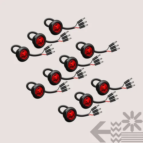 Miniatura 8 de TRUE MODS 10 piezas de luz de marcador LED de 3/4" de diámetro rojo para remolque de 12V [3 cables/Giro/Freno/Luces traseras TBT] [DOT FMVSS 108]