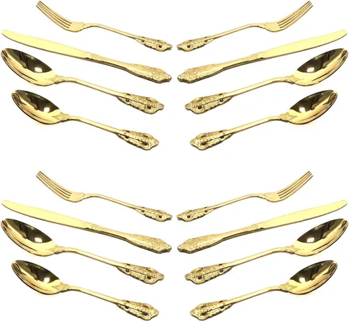 Miniatura 10 de Juego de cubiertos de 4 piezas, cubiertos de acero inoxidable 18/10, incluye cuchillo, tenedor, cuchara, cuchara de té, pulido con espejo, apto