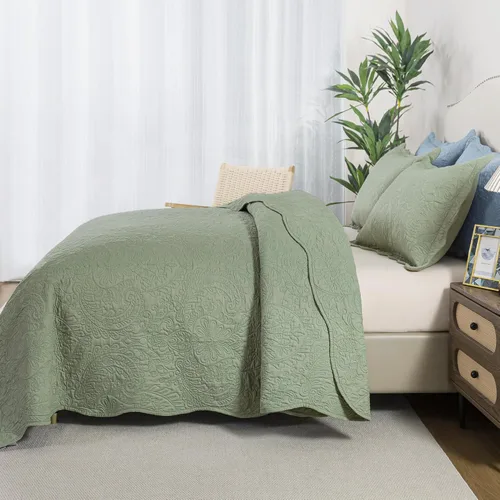 Miniatura 108 de HoneiLife - Juego de colcha de tamaño Queen, juego de ropa de cama de pana bordada de 3 piezas, colcha de lujo, ligera, cálida, para todas las Pana