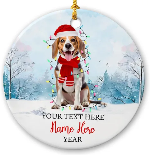 Miniatura 18 de Adorno de cerámica de Alaska Malamute de Feliz Navidad, decoración personalizada de Papá Noel, perro de Alaska Malamute nombre de perro, decoración
