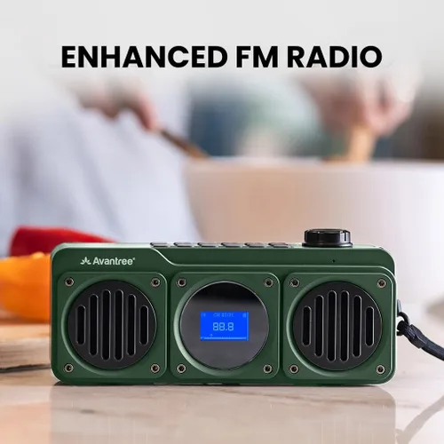 Miniatura 4 de Avantree Boombyte - Radio FM portátil y altavoz Bluetooth con excelente sonido estéreo, acabado de metal, tiempo de reproducción recargable largo