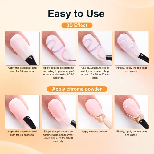 Miniatura 6 de JODSONE Arte de uñas de gel transparente 3D, 0.51 oz (15 g) de gel transparente para esculpir para diseño de uñas 3D, moldeado de textura y 1 pieza