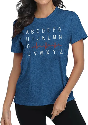Miniatura 3 de Nurse Shirt Women Nursing Tshirt ABC Alphabet Print Graphic Tee Tops Nursing School Gift T-Shirt Blouse