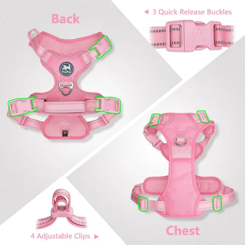 Miniatura 6 de PoyPet - Arnés para perro sin tirones, chaleco reflectante ajustable para mascotas con asa acolchada de fácil control para perros pequeños, medianos