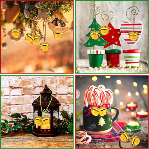 Miniatura 7 de Augshy 200 Piezas Campanas de Cascabel 3/5 Pulgadas Campanas de Manualidades a Granel para Decoraciones Navideñas de Hogar y Mascotas Adornos Dorado
