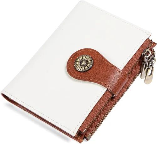 Miniatura 17 de Cartera pequeña para mujer, con bloqueo RFID, de piel suave, plegable, compacta, tarjetero para mujer, con bolsillo con cremallera, color negro