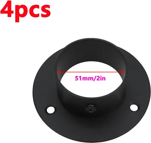 Miniatura 2 de Antrader Soporte de Barra de Armario de Acero Inoxidable de Alta Resistencia, 4 Piezas Soporte de Brida de Barra de Armario Soporte de Brida de Negro