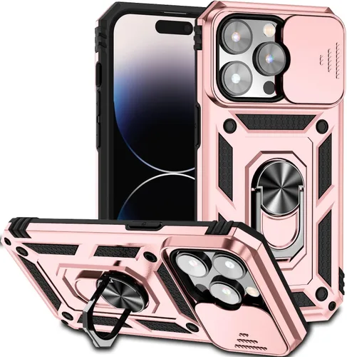 Miniatura 25 de Funda magnética compatible con iPhone 14 Pro de 6.1 pulgadas, funda magnética para iPhone 14 Pro con cubierta de cámara y soporte de grado militar