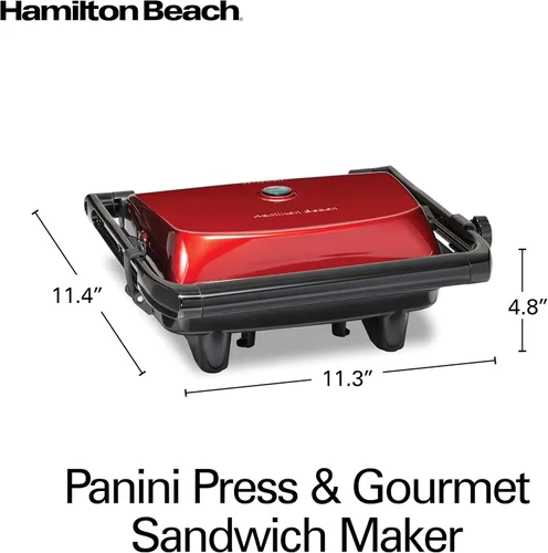 Miniatura 8 de Hamilton Beach Panini Press Sandwichera y Parrilla Eléctrica para Interiores con Tapa con Seguro, se Abre Completamente para Adaptarse a Cualquier