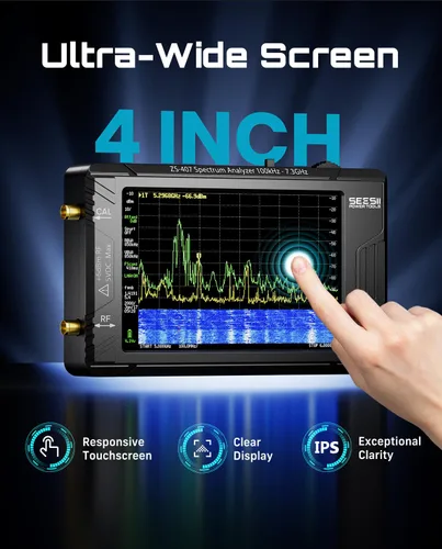 Miniatura 2 de SeeSii TinySA Ultra+ ZS407 7.3GHz Analizador de espectro: 2025 Actualizado de 4 Pulgadas HW V0.5.4 100kHz-7.3GHz Analizador de frecuencia portátil