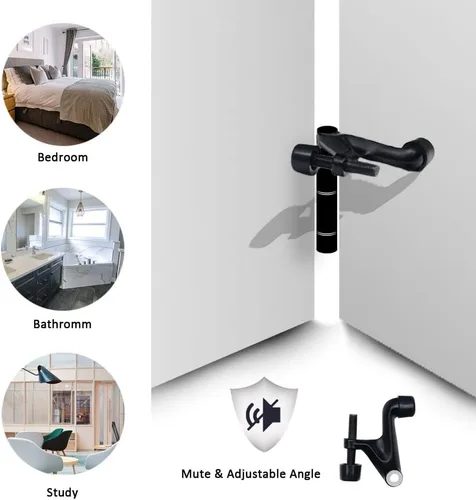 Miniatura 6 de Paquete de 2 topes de puerta con pasador de bisagra, accesorios ajustables de alta resistencia, 2-3/8 x 15/16 pulgadas, negro mate con puntas