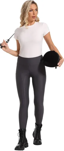 Miniatura 6 de K898 Pantalones de equitación para mujer, mallas ecuestres de silicona con bolsillo