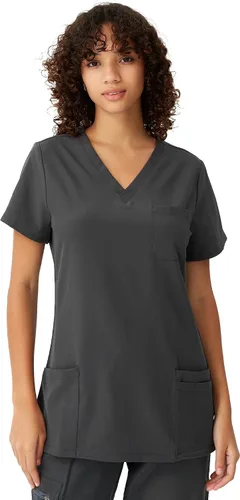 Miniatura 17 de floralhue Uniformes médicos para mujeres, blusas de uniforme médico suaves con cuello en V, uniforme médico elástico con 4 bolsillos, transpirable