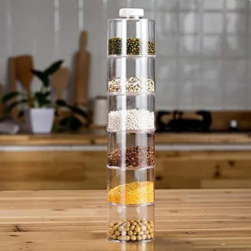 Miniatura 5 de 6 piezas apilables para especias, torre de especias, recipientes herméticos para especias, organizador de botellas de condimentos para especias