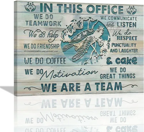 Miniatura 8 de At In This Office - Arte de pared inspirador para oficina, citas motivacionales, imágenes, lienzo, arte de pared con texto en inglés, We Are A Team