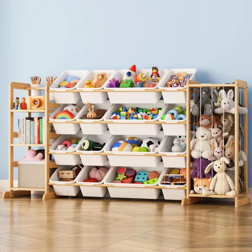 Miniatura 13 de Organizador de almacenamiento de juguetes con estantería y almacenamiento de animales de peluche, organización de sala de juegos para niños