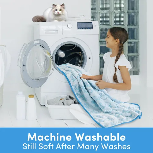 Miniatura 7 de Manta Azul para Perro para Accesorios de Cachorro Macho, Cosas Azules para Perro para Gatitos Pequeños de Interior, Suministros Esenciales Lavables