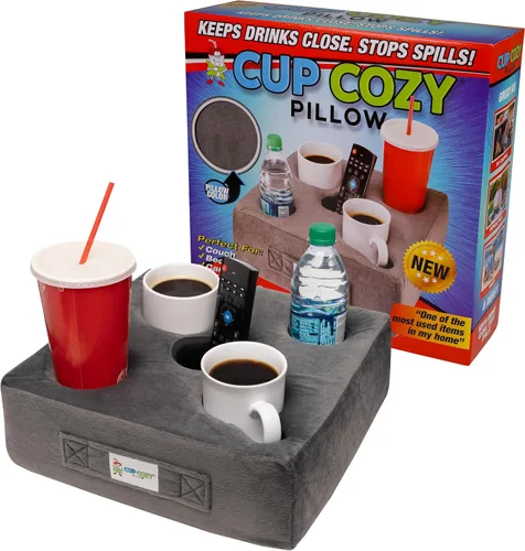 Miniatura 11 de La Almohada Portavasos Original Cup Cozy Pillow de 5 Agujeros Negra Como se Ve en TV - Soporte Portavasos para Sofá, Sillón, Cama, Automóvil, Casa