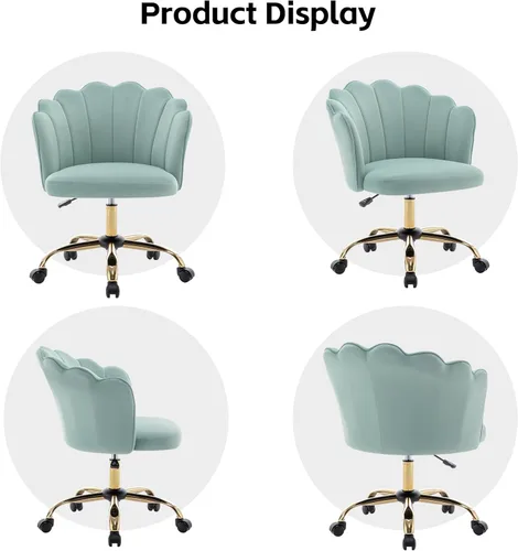 Miniatura 6 de Silla de oficina giratoria, moderna silla de escritorio de oficina en casa, silla de tocador con respaldo de carcasa de terciopelo con base de metal
