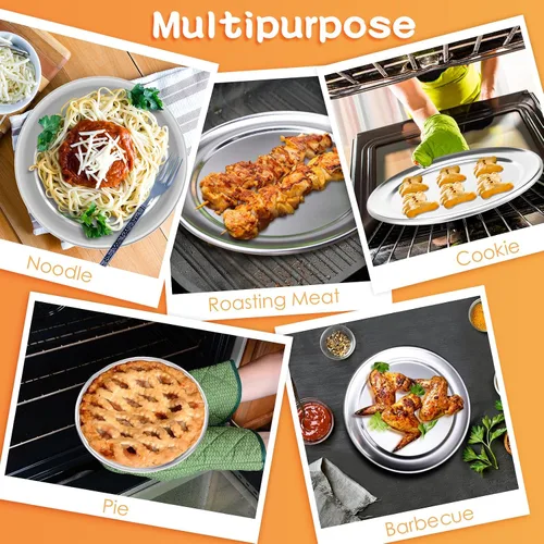 Miniatura 7 de Bokon Juego de 12 bandejas de pizza de 8 pulgadas para horno, antiadherentes, redondas, de aluminio, para pasteles, bandejas, hornear, restaurante