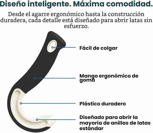 Miniatura 8 de Jokari Abrelatas de anillo para latas de soda y alimentos, ayuda para artritis con agarre antideslizante para personas mayores, niños y protección