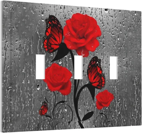 Miniatura 100 de Cubierta de interruptor de luz rosa brillante con purpurina de 1 banda, sin dispositivo, placa de pared en blanco decorativa para adolescentes, Rosa