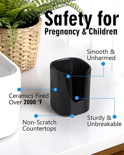 Miniatura 2 de Dispensador de tazas de baño cuadrado de cerámica de 5 onzas para niños y embarazo, soporte de papel desechable para enjuague bucal en encimera