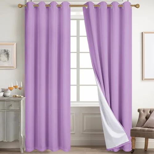 Miniatura 31 de Diraysid Cortinas 100% opacas de lino beige para dormitorio, con ojales, aislamiento térmico, cortinas de oscurecimiento de habitación