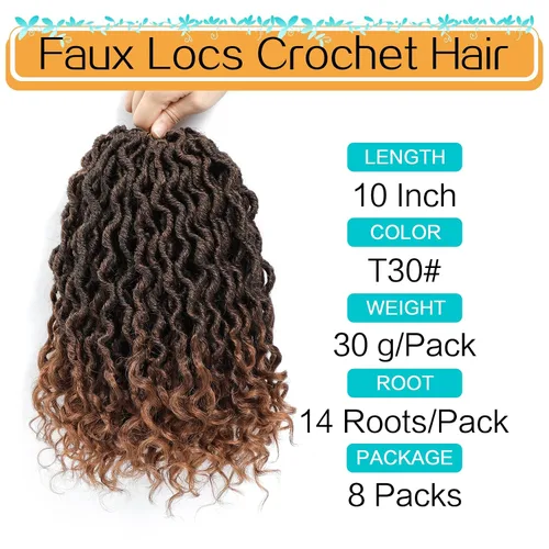 Miniatura 4 de Karida Goddess Locs - Cabello de ganchillo de 10 pulgadas, 8 paquetes de cabello de ganchillo mejorado para mujeres negras, rastas sintéticas de T30#