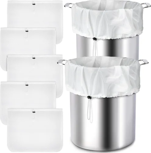 Chumia Paquete de 5 bolsas reutilizables extra grandes de 26 x 22 pulgadas, filtro de malla fina, filtros de preparación en frío, con cordón, bolsas
