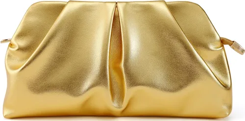 Miniatura 18 de Bolso de Mano para Mujer Tipo Clutch, Bolso Formal Elegante, Bolso de Mano con Pliegues de PU, Bolsa Cruzada con Cadena Desmontable