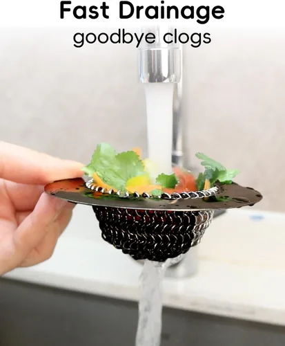Miniatura 3 de TRAPMATE Colador de Drenaje para Fregadero, Colador de Drenaje para Fregadero de Cocina de Malla de Cadena Reversible, Fácil de Limpiar, Colador