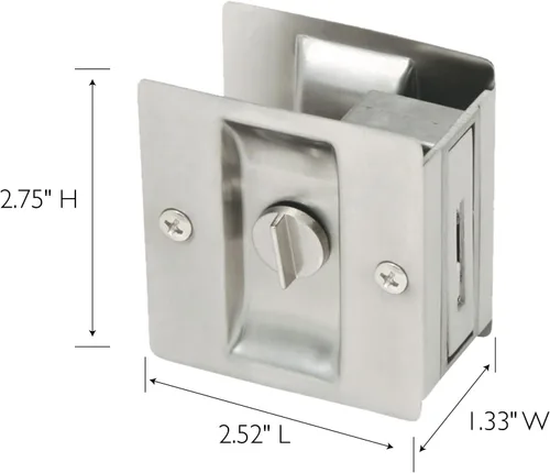 Miniatura 2 de Design House 182121 Cerradura de privacidad para puerta de bolsillo para cama y baño, paquete de 2 unidades de níquel satinado