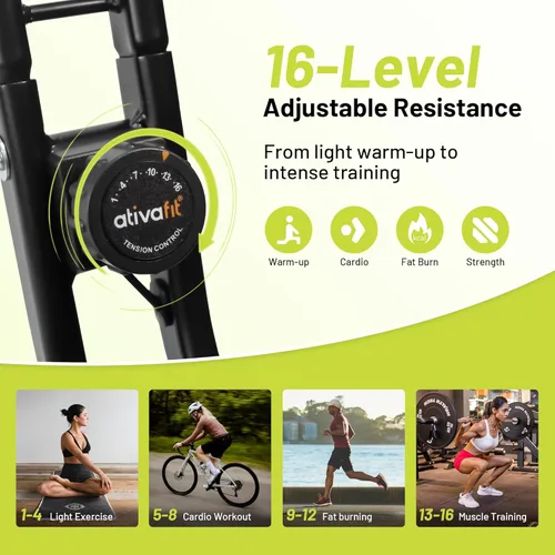 Miniatura 4 de ATIVAFIT 5-in-1 Foldable Exercise Bike for Home, Upright & Recumbent Indoor Bike with 16-Level Magnetic Resistance, Resistance Bands, Quiet Cardio