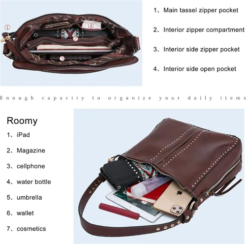 Miniatura 5 de Montana West - Bolsos de mano para mujeres aptos para porte oculto de arma. Bolsos de cuero tipo bandolera. Juego de tres piezas.