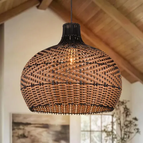Arturesthome - Lámpara colgante de ratán para isla de cocina, lámpara de araña de mimbre, lámpara colgante tejida hecha a mano para sala de estar,