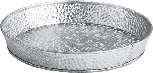 Miniatura 7 de TableCraft GP10 - Plato redondo de acero galvanizado con textura de guijarro, 10.5 x 10.5 x 1.25 pulgadas, plateado, ligero y duradero, ideal